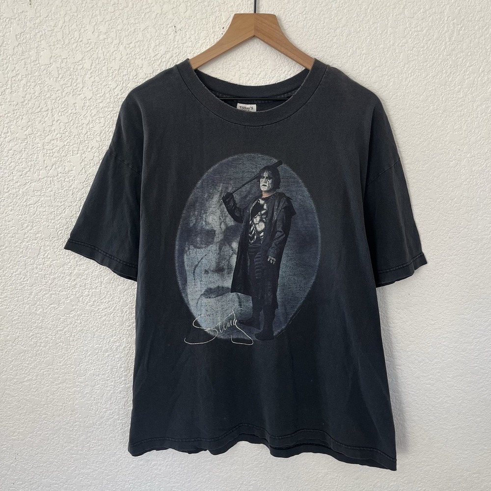 Vintage TODAY'S TRENDZ Sting WCW Wrestler 1998 Moon T-Shirt‎ 90s XL Rare Dry Rot